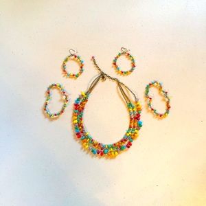 Colorful Trio Glass Bead Necklace Set
